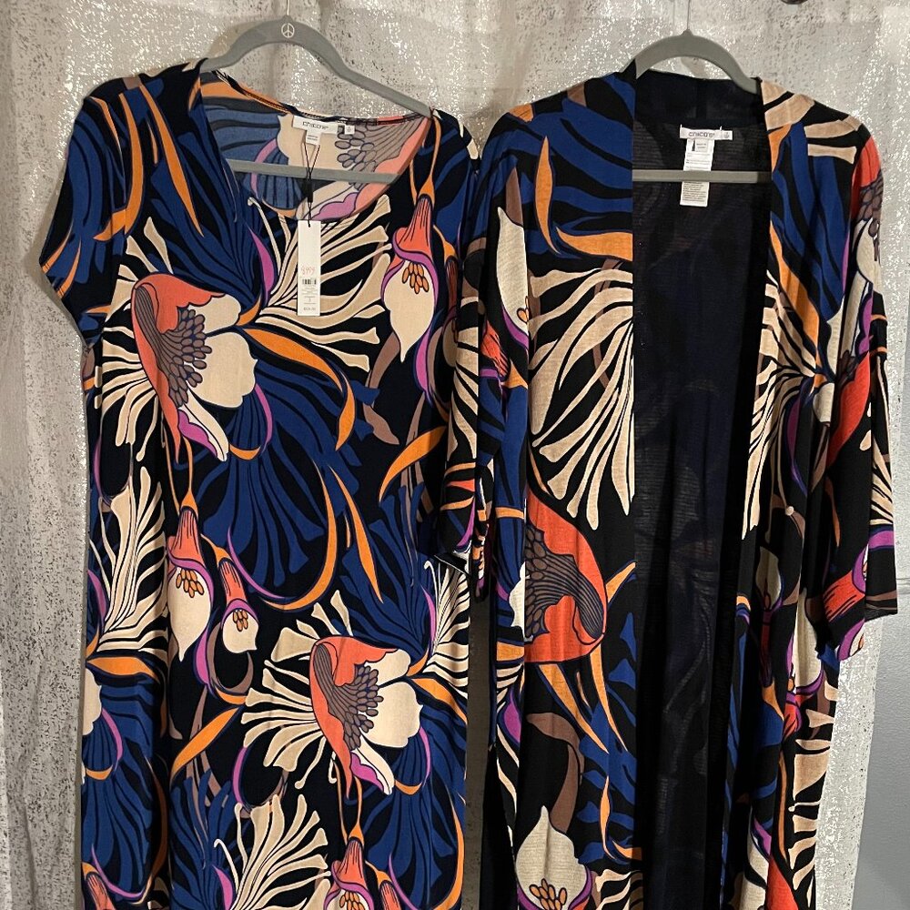 Chico's Travelers Maxi Dress and Matching Cardigan Size 3 or XL